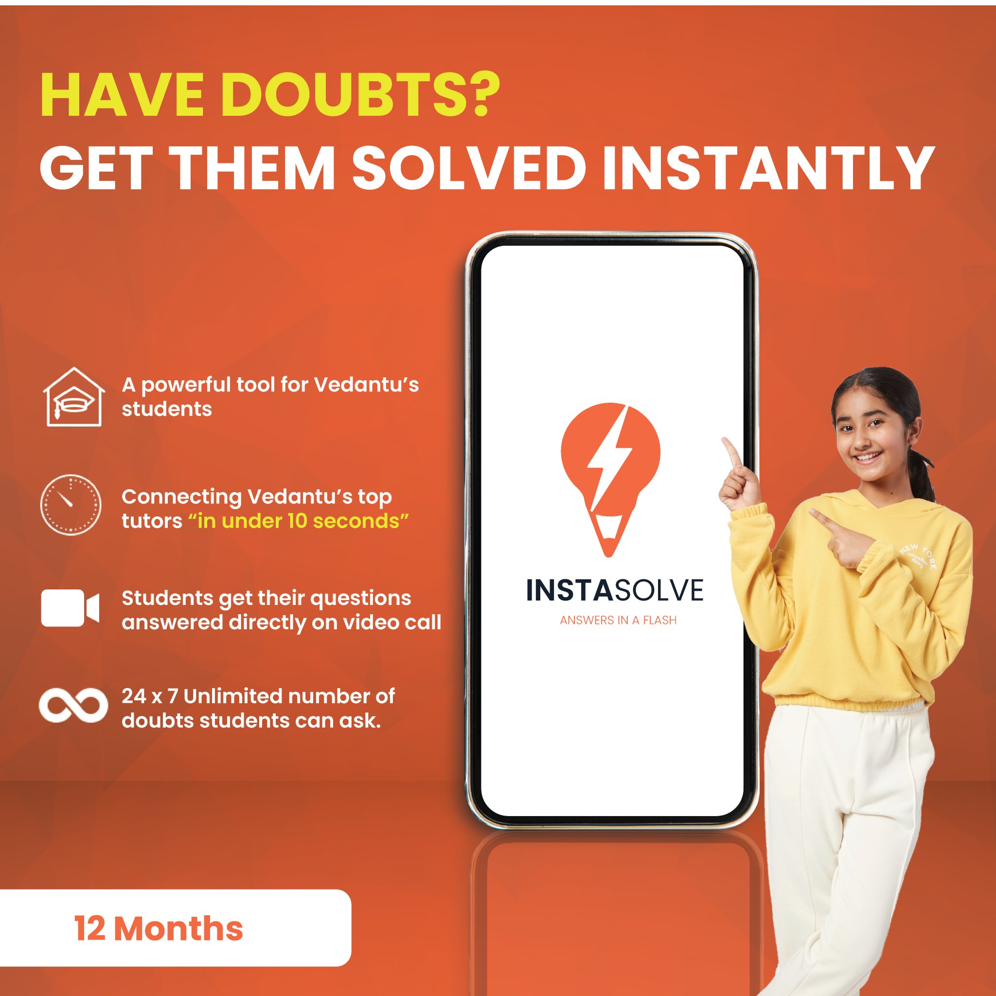 Vedantu's Instasolve - 12 Months - 24 hours Unlimited Instant Doubt Solving