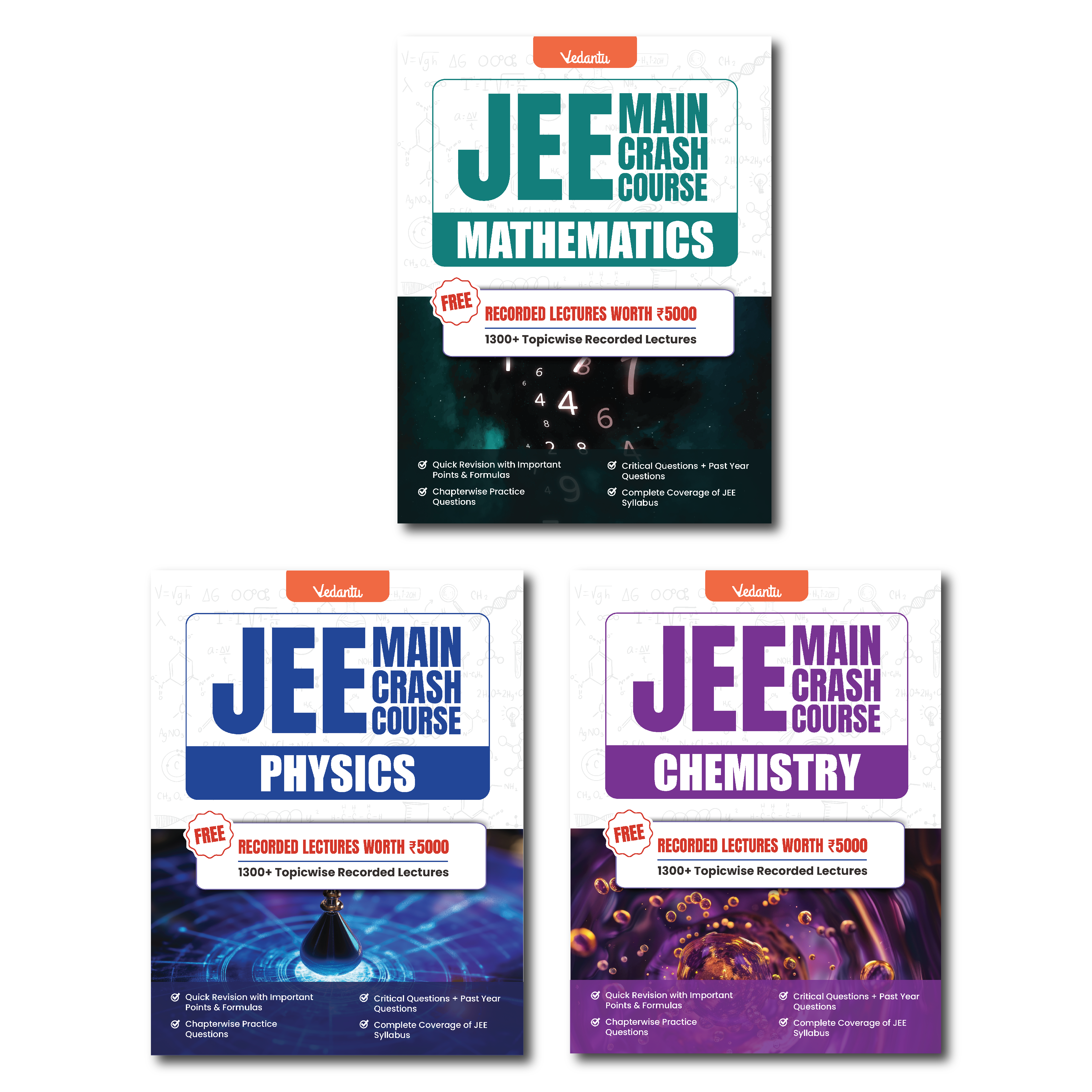 Vedantu JEE Main 2025 Crash Course Book Set Of 3 – Physics, Chemistry, Mathematics | Latest Syllabus | Includes Free Recorded Course